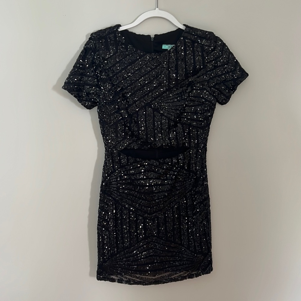 NWT - Karlie Black Sequin Bodycon Dress - Size Medium
